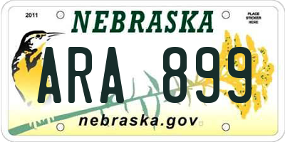NE license plate ARA899