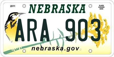 NE license plate ARA903