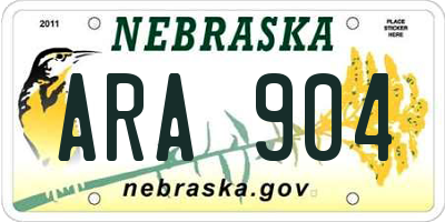 NE license plate ARA904