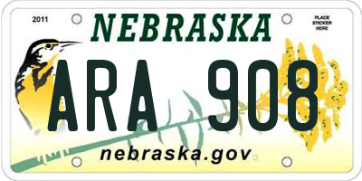 NE license plate ARA908