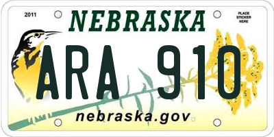 NE license plate ARA910