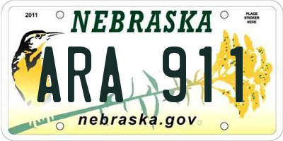 NE license plate ARA911
