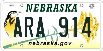 NE license plate ARA914
