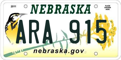 NE license plate ARA915