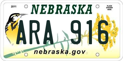 NE license plate ARA916