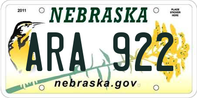 NE license plate ARA922