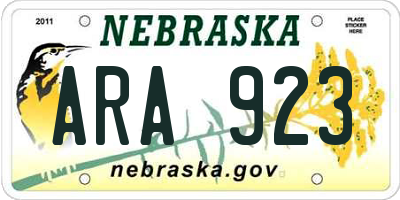 NE license plate ARA923