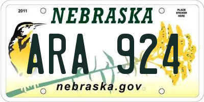NE license plate ARA924