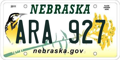 NE license plate ARA927