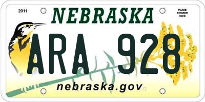 NE license plate ARA928
