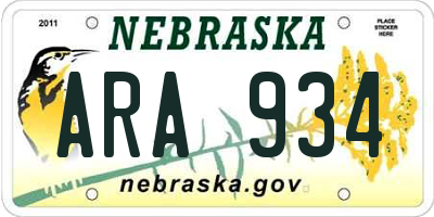 NE license plate ARA934