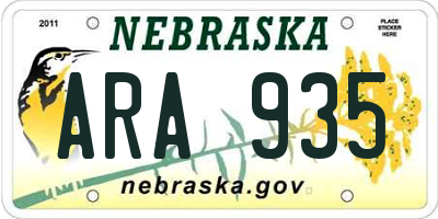NE license plate ARA935