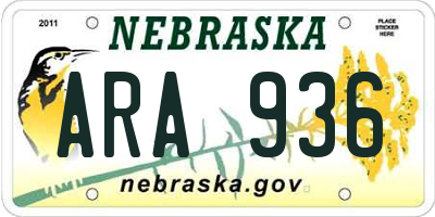 NE license plate ARA936