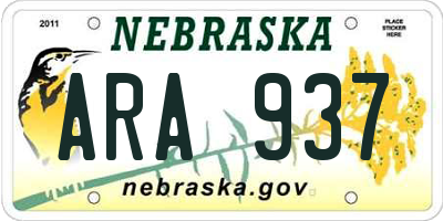 NE license plate ARA937
