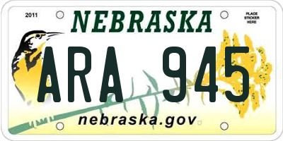 NE license plate ARA945
