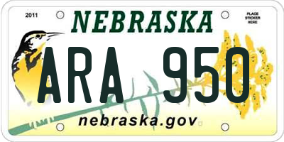 NE license plate ARA950