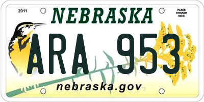 NE license plate ARA953