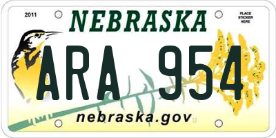 NE license plate ARA954
