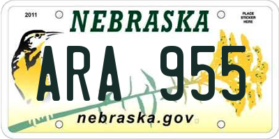 NE license plate ARA955