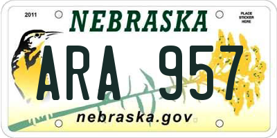 NE license plate ARA957
