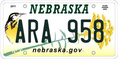 NE license plate ARA958