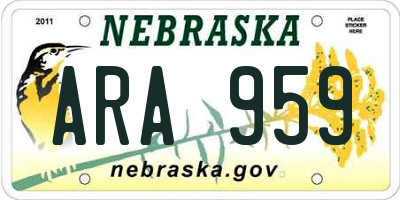 NE license plate ARA959