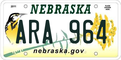 NE license plate ARA964