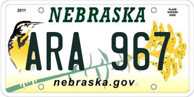 NE license plate ARA967