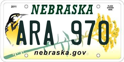 NE license plate ARA970