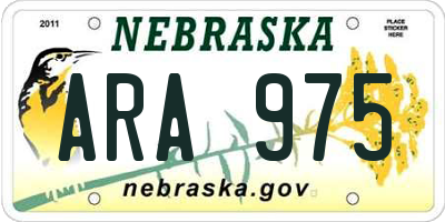 NE license plate ARA975