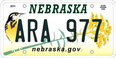 NE license plate ARA977