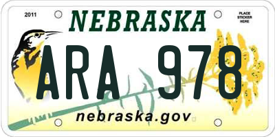 NE license plate ARA978
