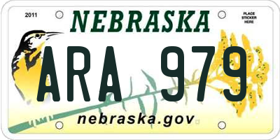 NE license plate ARA979