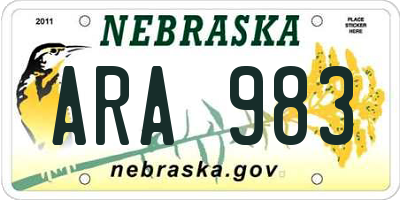 NE license plate ARA983
