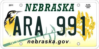 NE license plate ARA991