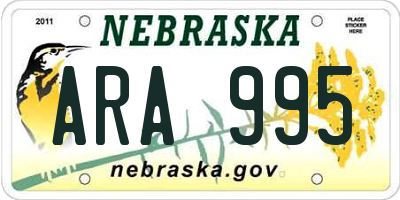 NE license plate ARA995