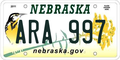 NE license plate ARA997