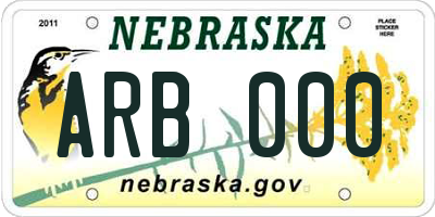 NE license plate ARB000