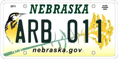 NE license plate ARB011