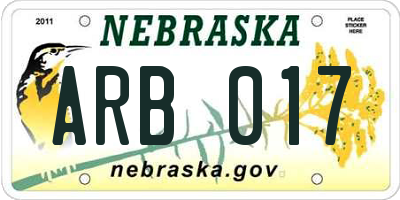 NE license plate ARB017