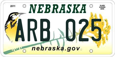 NE license plate ARB025
