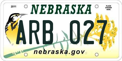 NE license plate ARB027