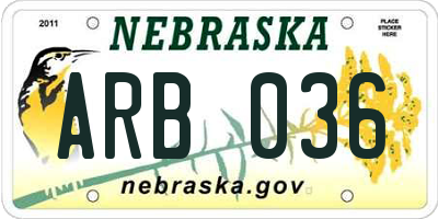 NE license plate ARB036