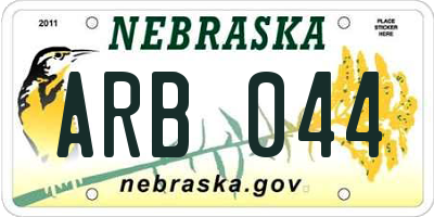 NE license plate ARB044