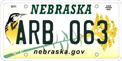 NE license plate ARB063