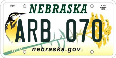 NE license plate ARB070