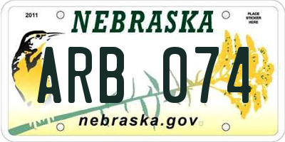 NE license plate ARB074