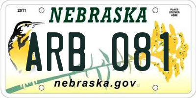 NE license plate ARB081