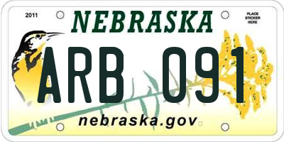 NE license plate ARB091