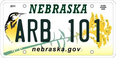 NE license plate ARB101